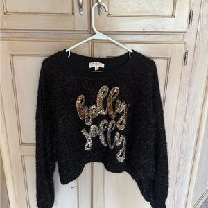 Peach Love California Black and Gold Sweater